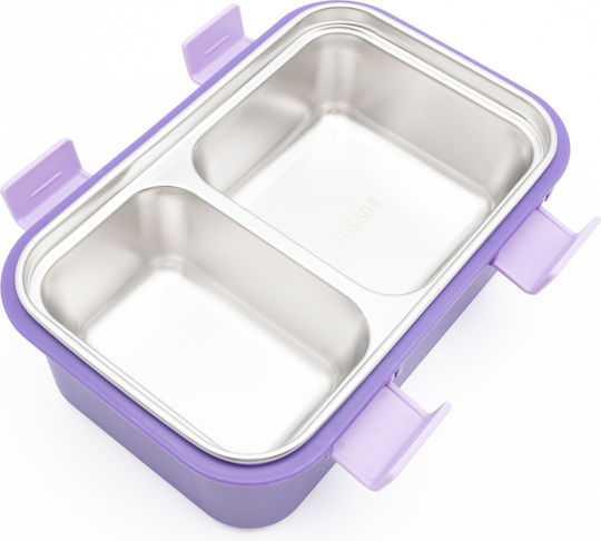 Sidirela Happy Unicorns Edelstahl Kinderlebensmittelbehälter Abendessen-Set Einhörner 0,5 Liter Thermisch Lila
