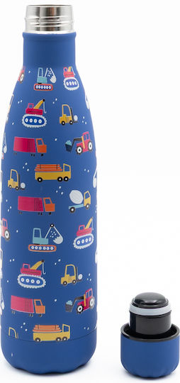 Sidirela Happy Trucks Edelstahl Kinderlebensmittelbehälter Abendessen-Set 0.5Liter Thermisch Blau