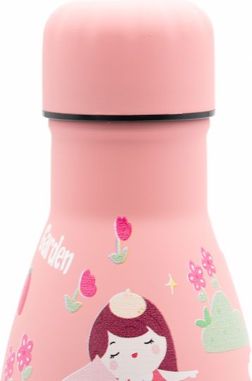 Sidirela Happy Garden Edelstahl Kinderlebensmittelbehälter Abendessen-Set 0.5Liter Thermisch Rosa