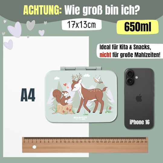 Bearfoot Plastik Kinderlebensmittelbehälter 0.65Liter Grüne
