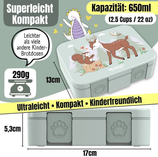 Bearfoot Plastik Kinderlebensmittelbehälter 0.65Liter Grüne