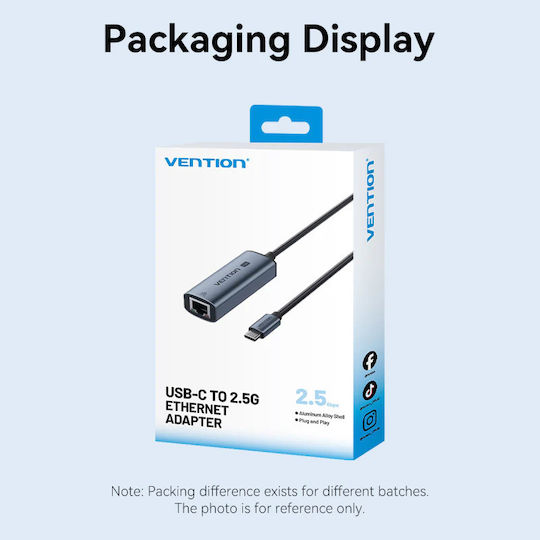 Vention CFTHB USB-C Network Adapter with Wired Gigabit Ethernet Connection