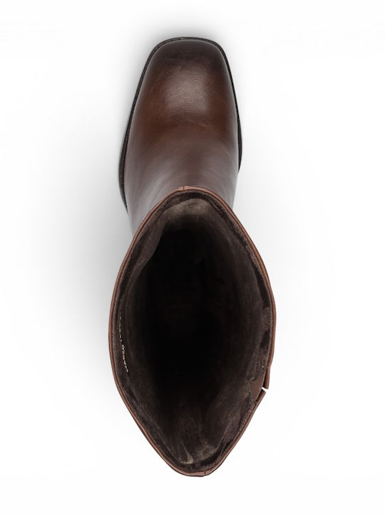 Damenstiefel mit Mittelhohem Braun Absatz