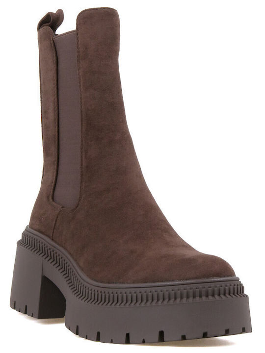 Suede Women's Chelsea Ankle Boots Brown