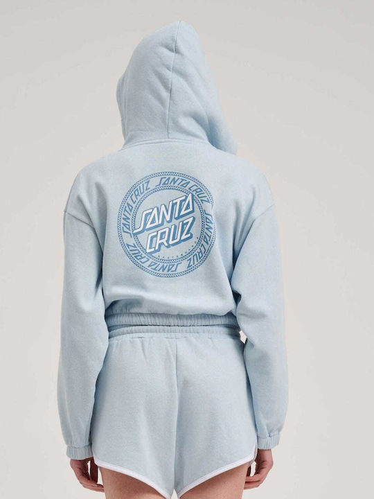 Cropped Women's Sweatshirt Hooded Fresh Blue