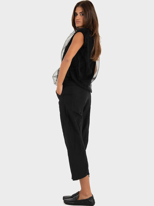 Damen Bluse Ärmellos Schwarz