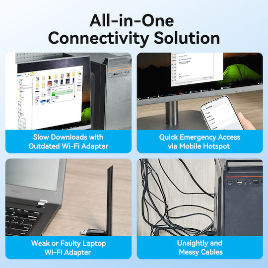 Vention KDWB0 USB Network Adapter with Wireless Wi-Fi Connection