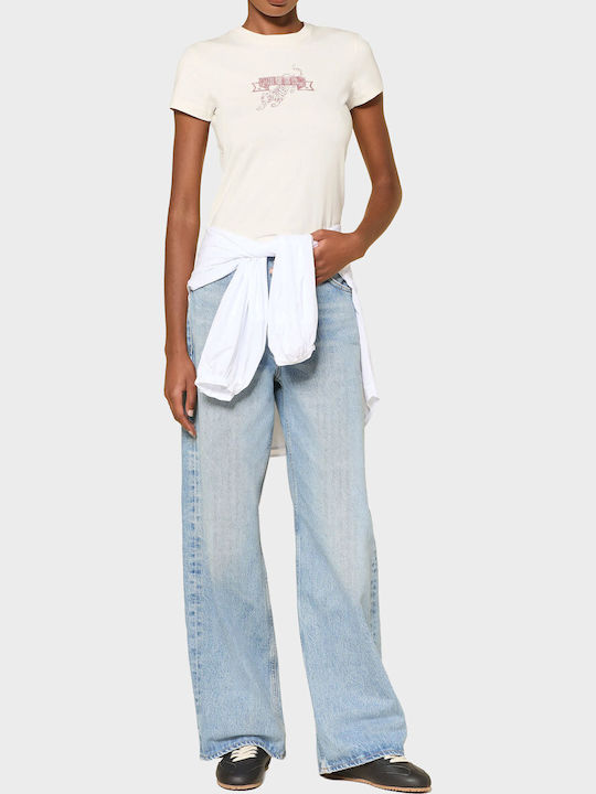 Damen T-Shirt Tierdruck Off-White