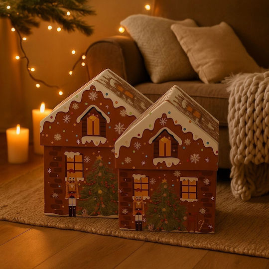 Декорация за Празници Home Styling Collection Коледни Кутии Форма на Къща Комплект от 2 Части