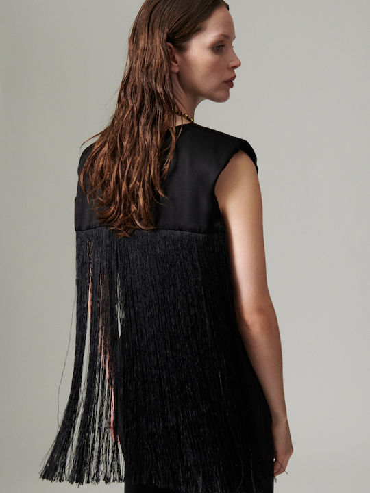 Damen Bluse Ärmellose Schwarze