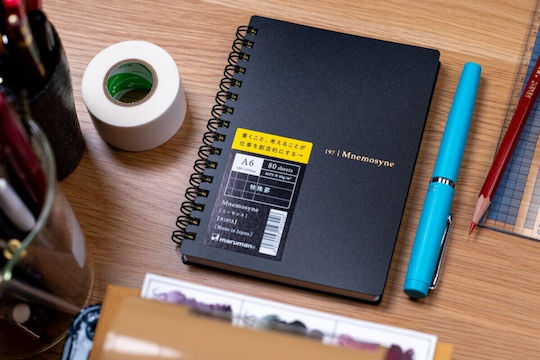 Mnemosyne Spiral Notebook A6 80 Sheets Black
