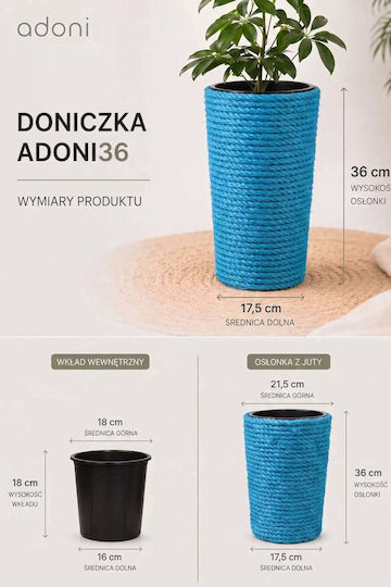 Adoni Plastic Blue Flower Pot 22x36cm