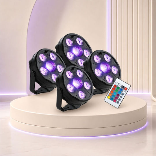Light4me 4par Комплект Ir 4-Светлинен Rgb Led Par Комплект Парти Dj Осветление Безжично Дистанционно Управление Монтажни Скоби Ac Захранване