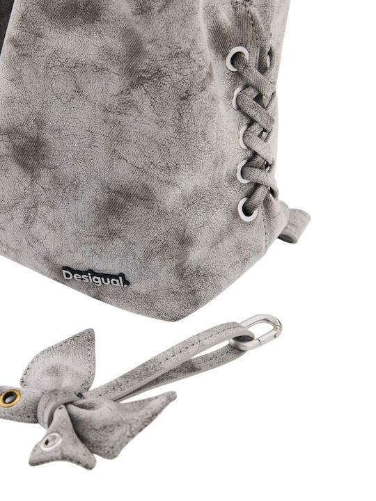 Set Gestrickte Damen Rucksack Tasche Grau