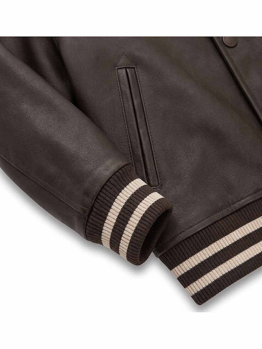 Kids Short Dark Brown Leather Jacket