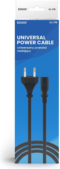 Savio Euro - IEC C7 Netzkabel 5m Schwarzes