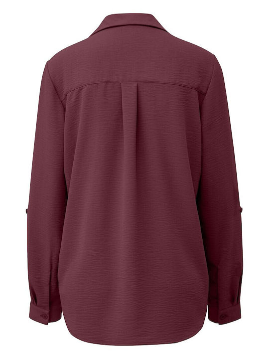 Long Sleeve Women's Shirt Burgundy