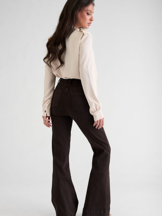 Women's Flared Brown Jean Pants
