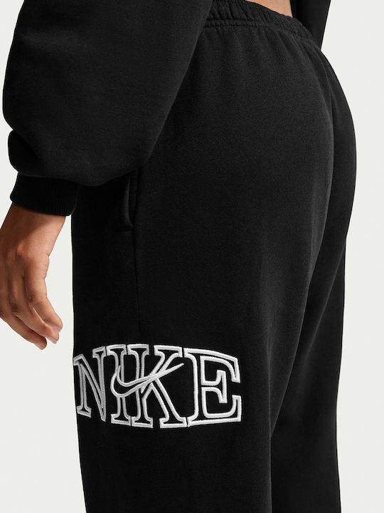 Studio Fleece Παντελόνι Φόρμας Fleece Μαυρο