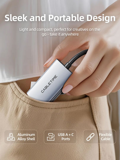 Cabletime Videoaufnahme Ct-achc3-ag Hdmi Usb & Usb-c 4k/30hz Grau Verschiedenes TV- und Videozubehör