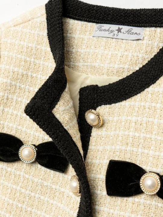 Funky Kinderbekleidungsset mit Rock Winter 2Stücke Beige-Schwarz