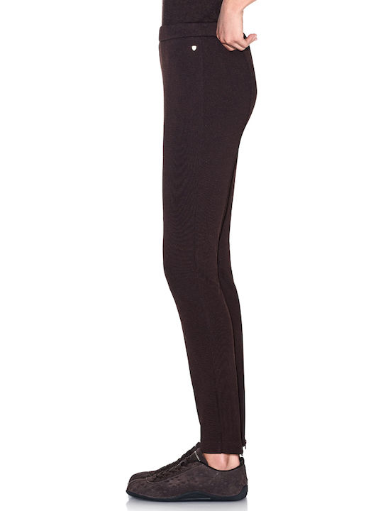 Damenhose mit Reißverschluss in Schlanke Passform Braune