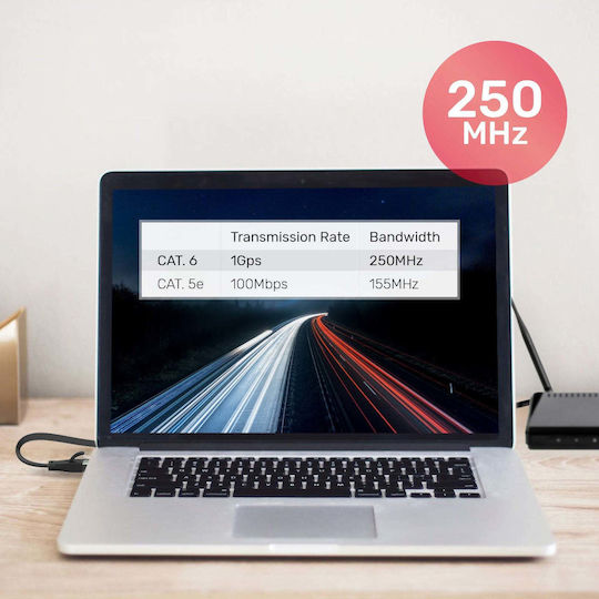 Unitek Равен U/UTP Кат.6 (Gigabit) Мрежов Кабел Ethernet 2м Черен