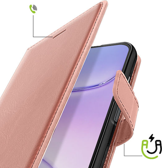 Mayaxess Wallet Case Honor 600 Smart Video Stand Wrist Strap Rose Gold