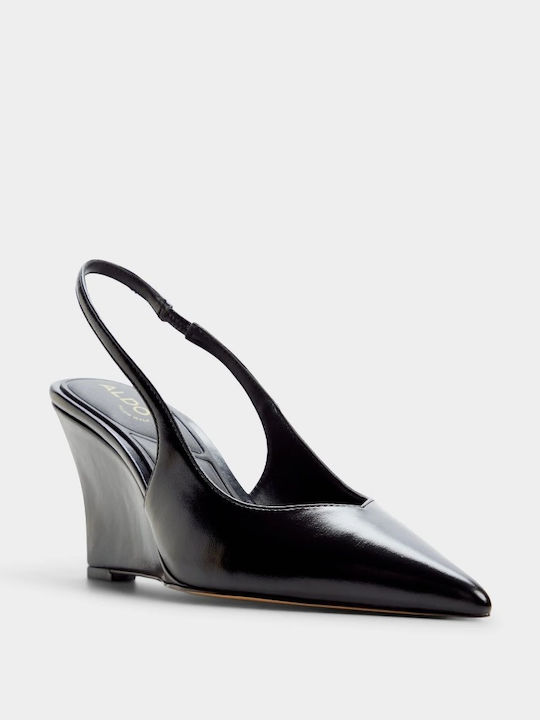 Lackleder Pumps mit Niedrigem Absatz Schwarz