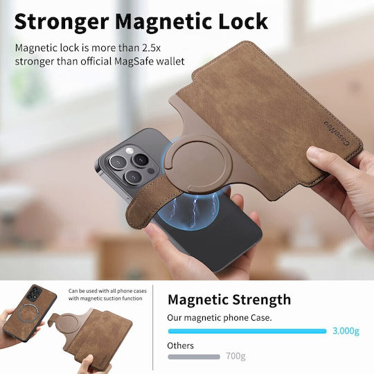 Caseneo Mw-03s Magnetic Detachable Wallet Case Smartphones 6.7 Inches Brown Universal Book Cover