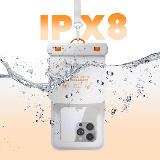 Avizar Ipx8 Waterproof Floating Case Smartphones Up To 7.5 Inches White