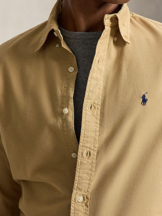 Long Sleeve Shirt in Regular Fit Camo Beige