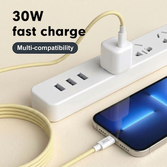 Leewello Lw-218 Редовна USB-C към Lightning кабел 30W Жълт 1м (783208)