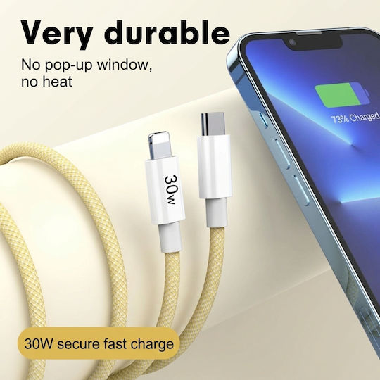 Leewello Lw-218 Редовна USB-C към Lightning кабел 30W Жълт 1м (783208)