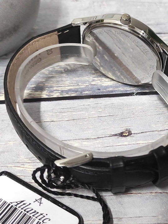 Men's Watch 40mm Battery with Black Leather Strap