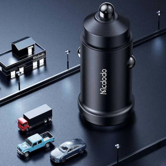 Mcdodo Auto-Ladegerät 45W 3A mit Einer Buchse 1xType-C zusammen mit Kabeltyp Type-C / Blitzschlag Schwarz Farbe
