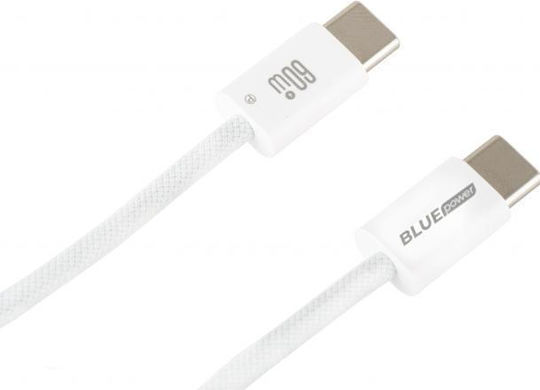 Blue Power USB 2.0 Cable USB-C male - USB-C 60W White 1m