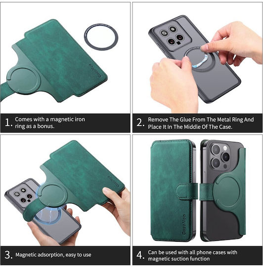 Caseneo Mw-03s Magnetic Detachable Wallet Case Smartphones 6.7 Inches Green Universal Book Cover