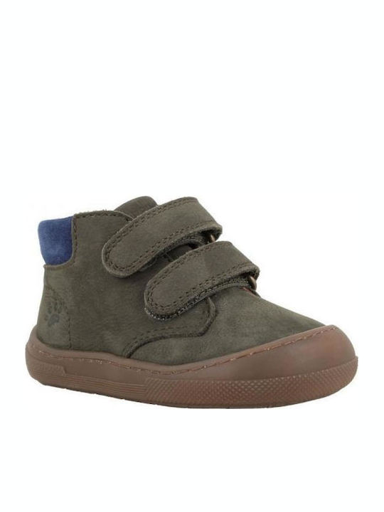 Anatomic Leather Kids Ankle Boots with Hoop & Loop Closure Green