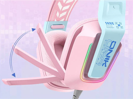 Onikuma X13 Over Ear Gaming Headset with 3.5mm / USB Connection Pink