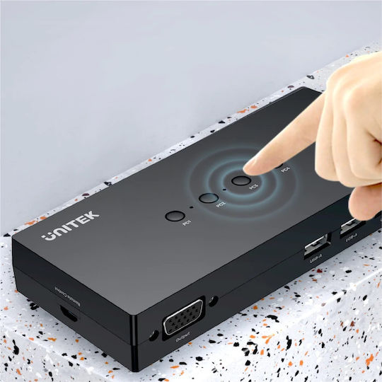 Unitek U-8710ABK KVM & Data Switch με VGA