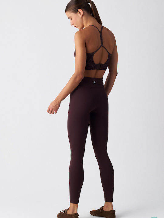 Damen Leggings Hohe Taille Braun