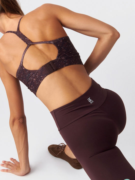 Damen Leggings Hohe Taille Braun