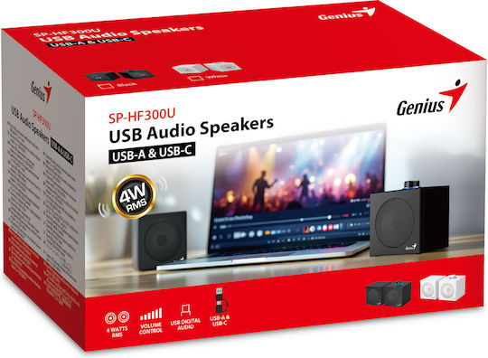 Genius SP-HF300U Computerlautsprecher 2.0 mit Leistung 4W Weiße