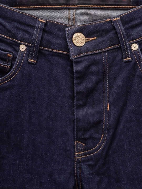 Men's Elastic Slim Fit Dark Blue Jeans Pants