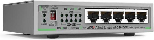 Allied Telesis AT-GS910/5E Comutator Negestionat Stratul 2 cu 5 Porturi Gigabit Ethernet (1Gbps)