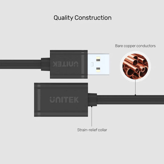 Unitek USB 2.0 Cablu USB-A - USB-A female Negru 1m Y-C428GBK