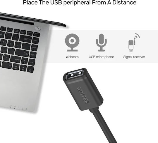 Unitek USB 2.0 Cablu USB-A - USB-A female Negru 1m Y-C428GBK