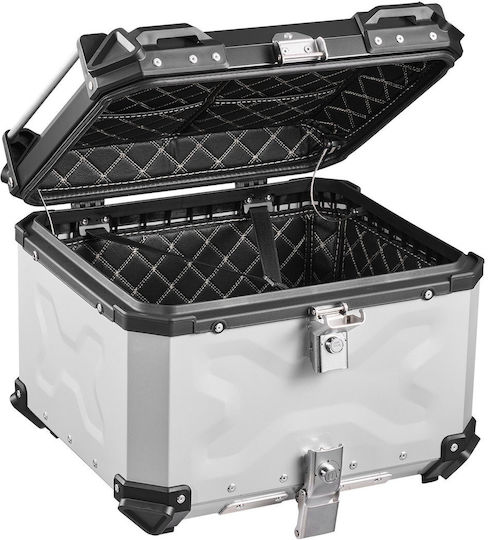Vevor Motorrad-Topcase Aluminium 55lt Silber