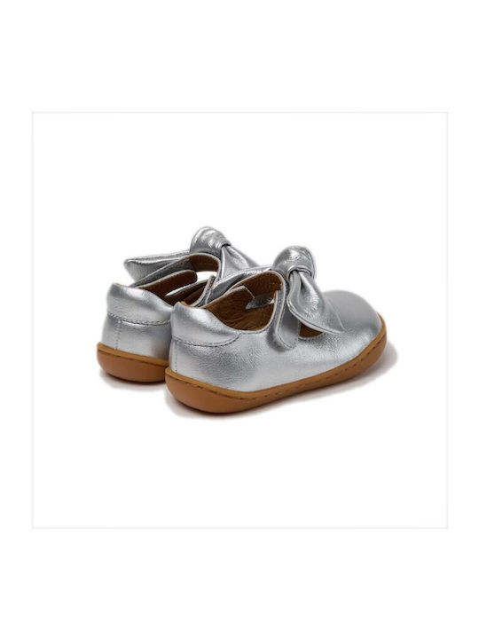 Kids Pumps & Ballerinas with Hoop & Loop Closure Leather Silver